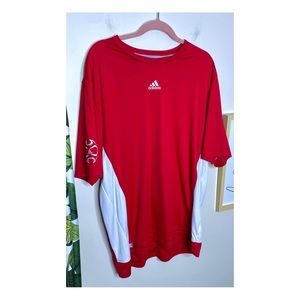 Adidas Climate Breathable Bright Red Pullover Athletic Relaxed Short Sleeve Top